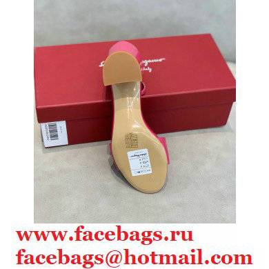 Ferragamo Heel 6cm Vara Bow Sandals with Strap Patent Leather Fuchsia - Click Image to Close
