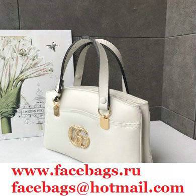 Gucci Arli Large Top Handle Bag 550130 White - Click Image to Close
