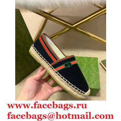 Gucci Interlocking G and Web Embroidered Canvas Espadrilles Black 2021 - Click Image to Close