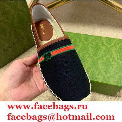 Gucci Interlocking G and Web Embroidered Canvas Espadrilles Black 2021 - Click Image to Close