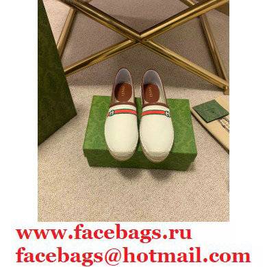 Gucci Interlocking G and Web Embroidered Canvas Espadrilles White 2021 - Click Image to Close