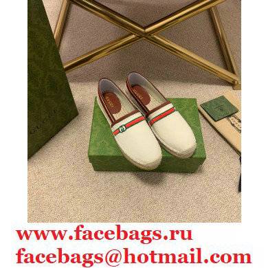 Gucci Interlocking G and Web Embroidered Canvas Espadrilles White 2021