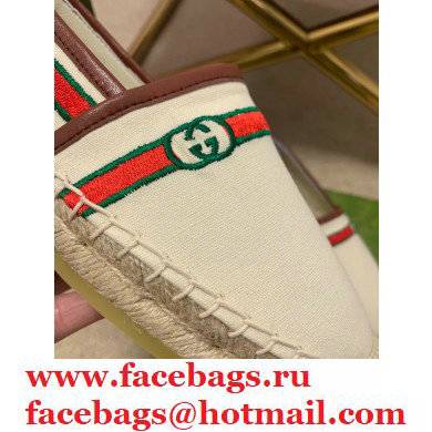 Gucci Interlocking G and Web Embroidered Canvas Espadrilles White 2021