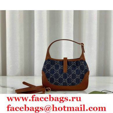 Gucci Jackie 1961 Mini Shoulder Bag 637092 Washed GG Denim Blue 2021