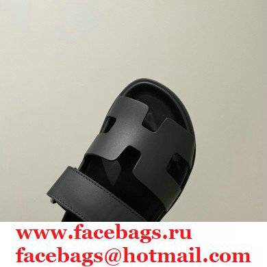 Hermes Chypre Sandals Top Quality Black 2021 - Click Image to Close