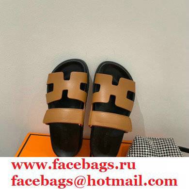 Hermes Chypre Sandals Top Quality Brown 2021 - Click Image to Close