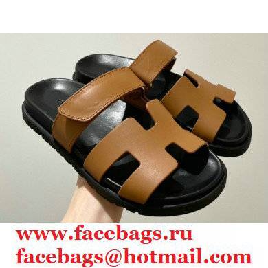 Hermes Chypre Sandals Top Quality Brown 2021