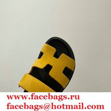 Hermes Chypre Sandals Top Quality Suede Yellow 2021 - Click Image to Close