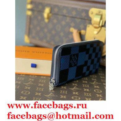 Louis Vuitton Damier Infini 3D Leather Zippy Wallet Vertical N60442 Blue 2021 - Click Image to Close