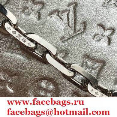 Louis Vuitton Monogram-embossed Lambskin Coussin PM Bag M57913 Silver 2021