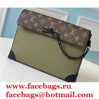 Louis Vuitton Taiga Leather Pochette Voyage Steamer Bag M30583 Khaki Green 2021 - Click Image to Close