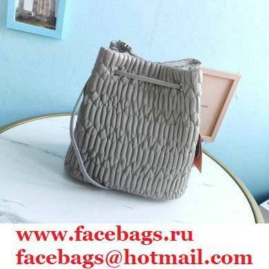 Miu Miu Crystal Cloque Nappa Leather Bucket Bag 5BE050 Gray - Click Image to Close