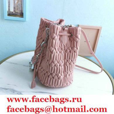 Miu Miu Crystal Cloque Nappa Leather Bucket Bag 5BE050 Pink - Click Image to Close