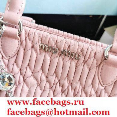 Miu Miu Crystal Cloque Nappa Leather HandBag 5BA067 Pink - Click Image to Close