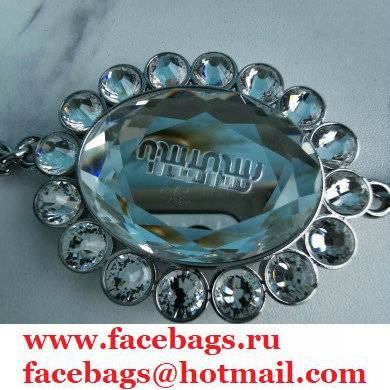 Miu Miu Crystal Cloque Nappa Leather HandBag 5BA067 Silver