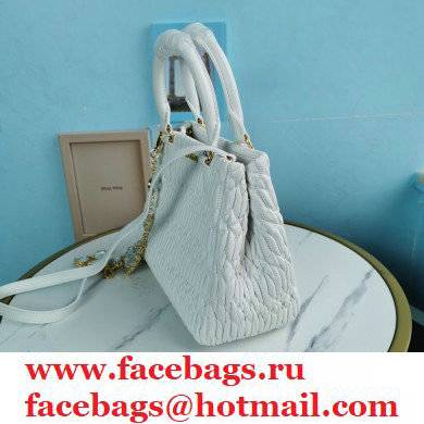 Miu Miu Crystal Cloque Nappa Leather HandBag 5BA067 White - Click Image to Close