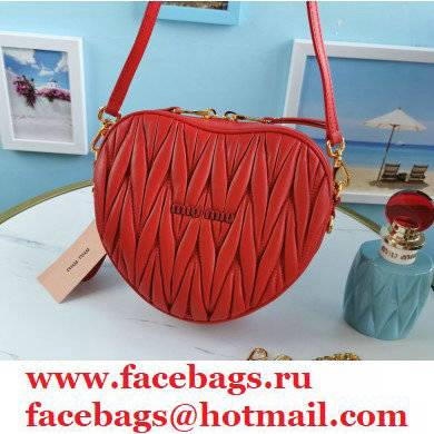 Miu Miu Matelasse Nappa Leather Heart Bag 5BH166 Red - Click Image to Close