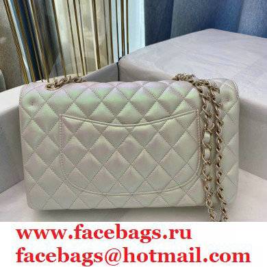 chanel 1112 classic flap bag in sheepskin iridescent silver with gold hardware