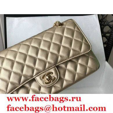 chanel 1112 classic medium flap bag in sheepskin metallic gold with gold hardware - Click Image to Close