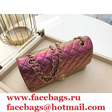 chanel 1112 medium clasic flap bag in sheepskin iridescent pink with gold hardware