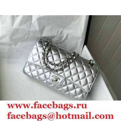chanel 1112 medium clasic flap bag in sheepskin silver with silver hardware - Click Image to Close