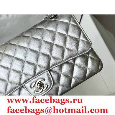 chanel 1112 medium clasic flap bag in sheepskin silver with silver hardware - Click Image to Close
