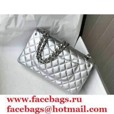 chanel 1112 medium clasic flap bag in sheepskin silver with silver hardware