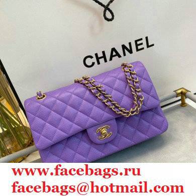 chanel 1112 medium classic flap bag in caviar leather purple with gold hardware