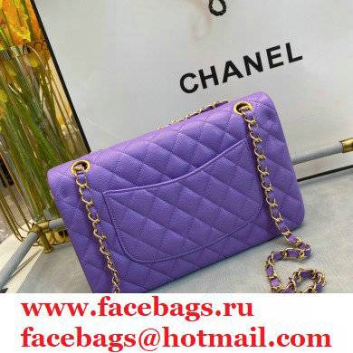 chanel 1112 medium classic flap bag in caviar leather purple with gold hardware