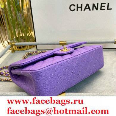 chanel 1112 medium classic flap bag in caviar leather purple with gold hardware - Click Image to Close
