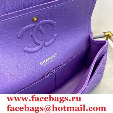 chanel 1112 medium classic flap bag in caviar leather purple with gold hardware - Click Image to Close