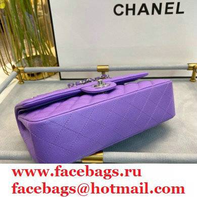 chanel 1112 medium classic flap bag in caviar leather purple with silver hardware - Click Image to Close