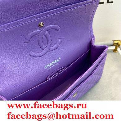 chanel 1112 medium classic flap bag in caviar leather purple with silver hardware