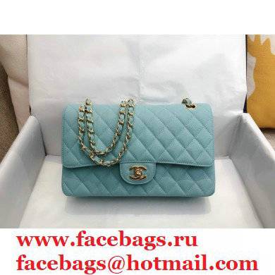 chanel 1112 medium classic flap bag in caviar leather sky blue with gold hardware