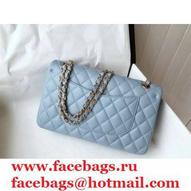 chanel 1112 medium classic flap bag in sheepskin sky blue with gold hardware