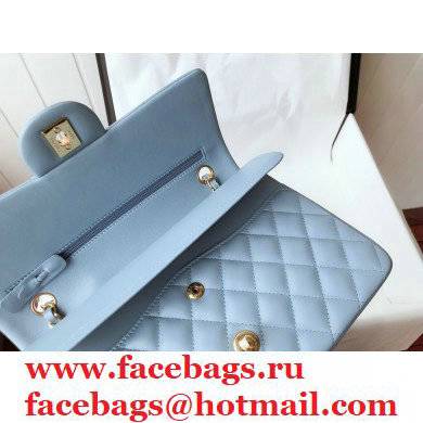 chanel 1112 medium classic flap bag in sheepskin sky blue with gold hardware - Click Image to Close