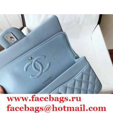 chanel 1112 medium classic flap bag in sheepskin sky blue with silver hardware - Click Image to Close