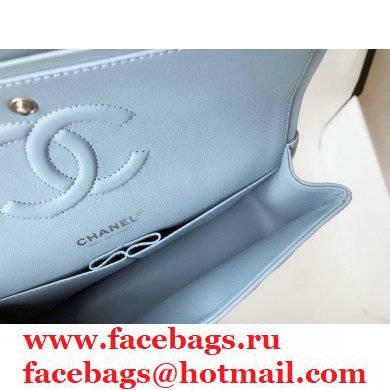 chanel 1112 medium classic flap bag in sheepskin sky blue with silver hardware - Click Image to Close