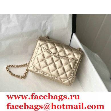 chanel 1115 mini flap bag in sheepskin metallic gold with gold hardware - Click Image to Close