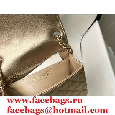 chanel 1115 mini flap bag in sheepskin metallic gold with gold hardware - Click Image to Close