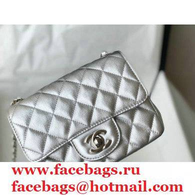 chanel 1115 mini flap bag in sheepskin silver with silver hardware - Click Image to Close