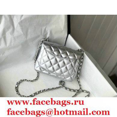 chanel 1115 mini flap bag in sheepskin silver with silver hardware - Click Image to Close