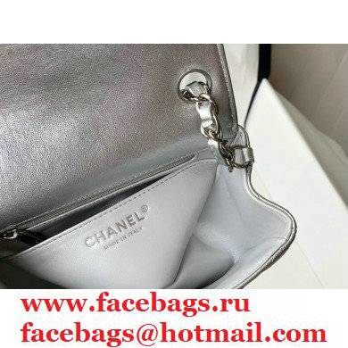 chanel 1115 mini flap bag in sheepskin silver with silver hardware