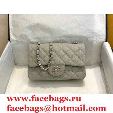 chanel 1116 mini flap bag in caviar leather gray with silver hardware - Click Image to Close