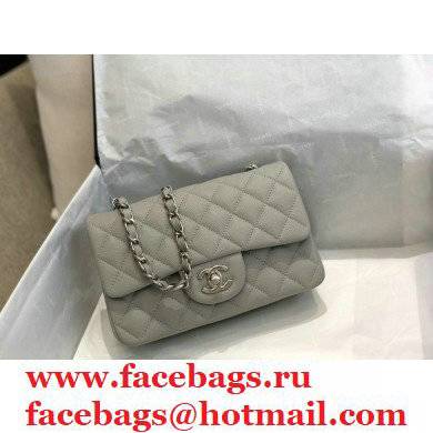 chanel 1116 mini flap bag in caviar leather gray with silver hardware - Click Image to Close