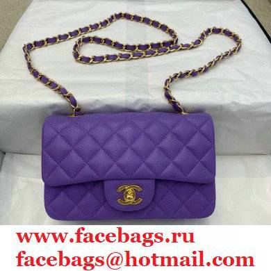 chanel 1116 mini flap bag in caviar leather purple with gold hardware - Click Image to Close