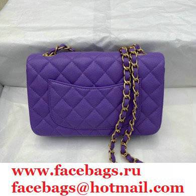 chanel 1116 mini flap bag in caviar leather purple with gold hardware - Click Image to Close