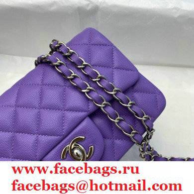 chanel 1116 mini flap bag in caviar leather purple with silver hardware