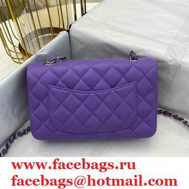 chanel 1116 mini flap bag in caviar leather purple with silver hardware - Click Image to Close