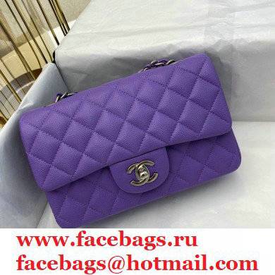 chanel 1116 mini flap bag in caviar leather purple with silver hardware